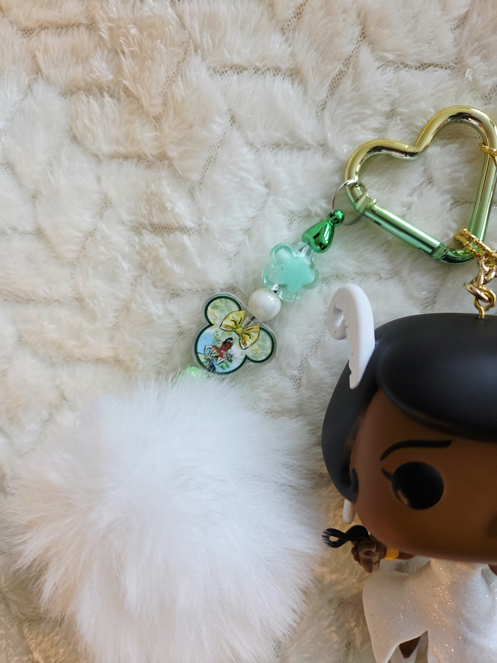 Funko Pop Princess Tiana And The Frog Keychain Charm with Pink Bow Bag Charm - Picture 3 of 8